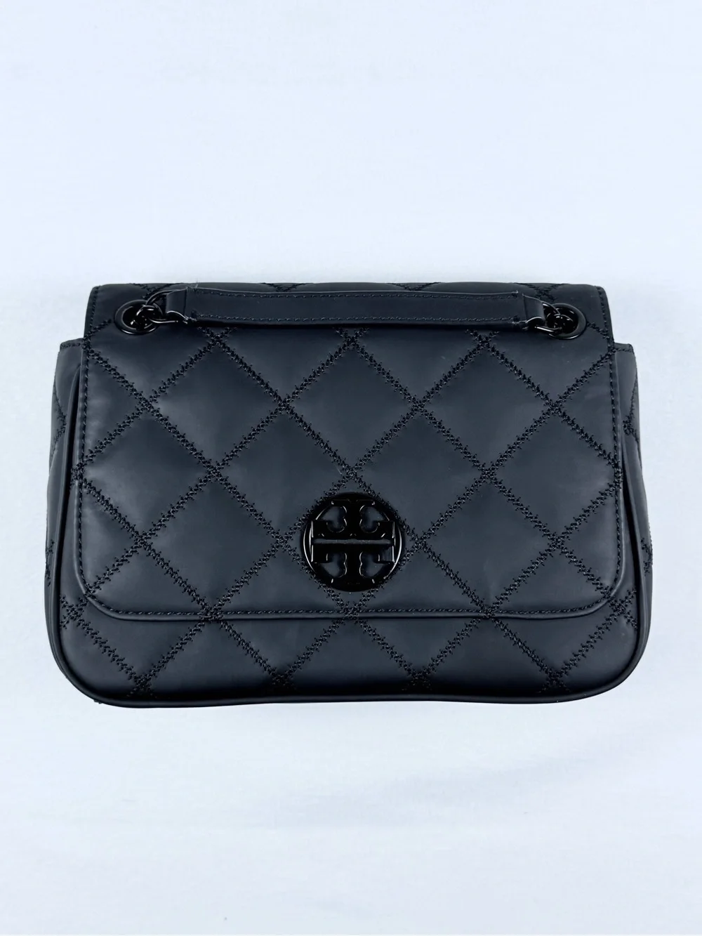 Tory Burch Black Quilted Leather Convertible Chain Shoulder Bag Crossbody Purse